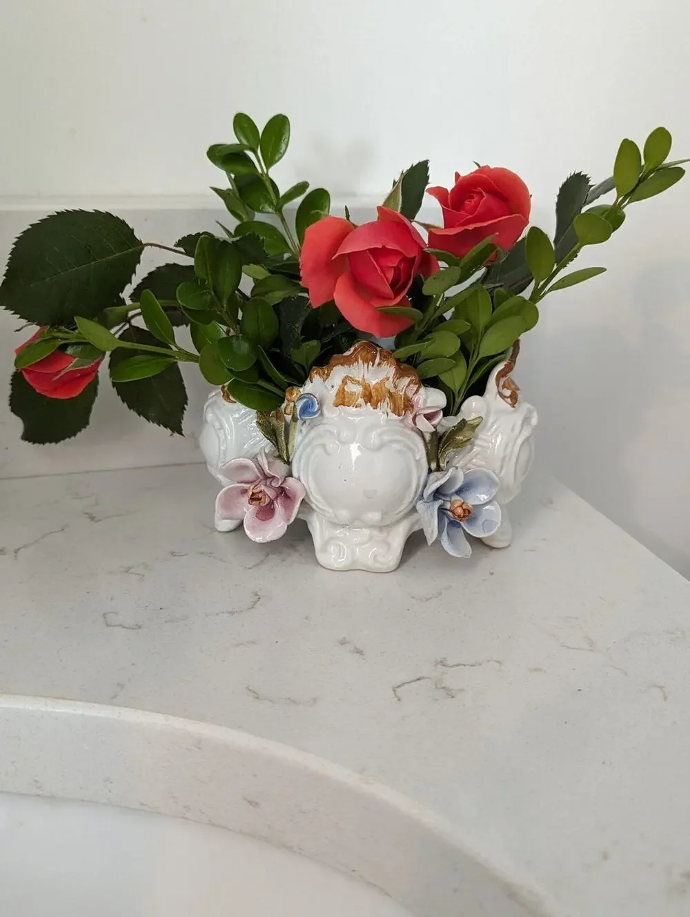 Bone China Vase Hand Painted Made In Italy Cottage Chic Decor Dainty